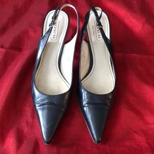 Navy Coach sling back pumps
